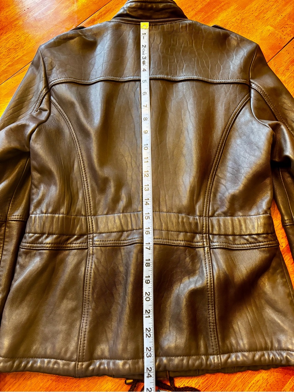 Women’s Bagatelle Vintage Brown Leather Utility Jacket Size L - Picture 5 of 15
